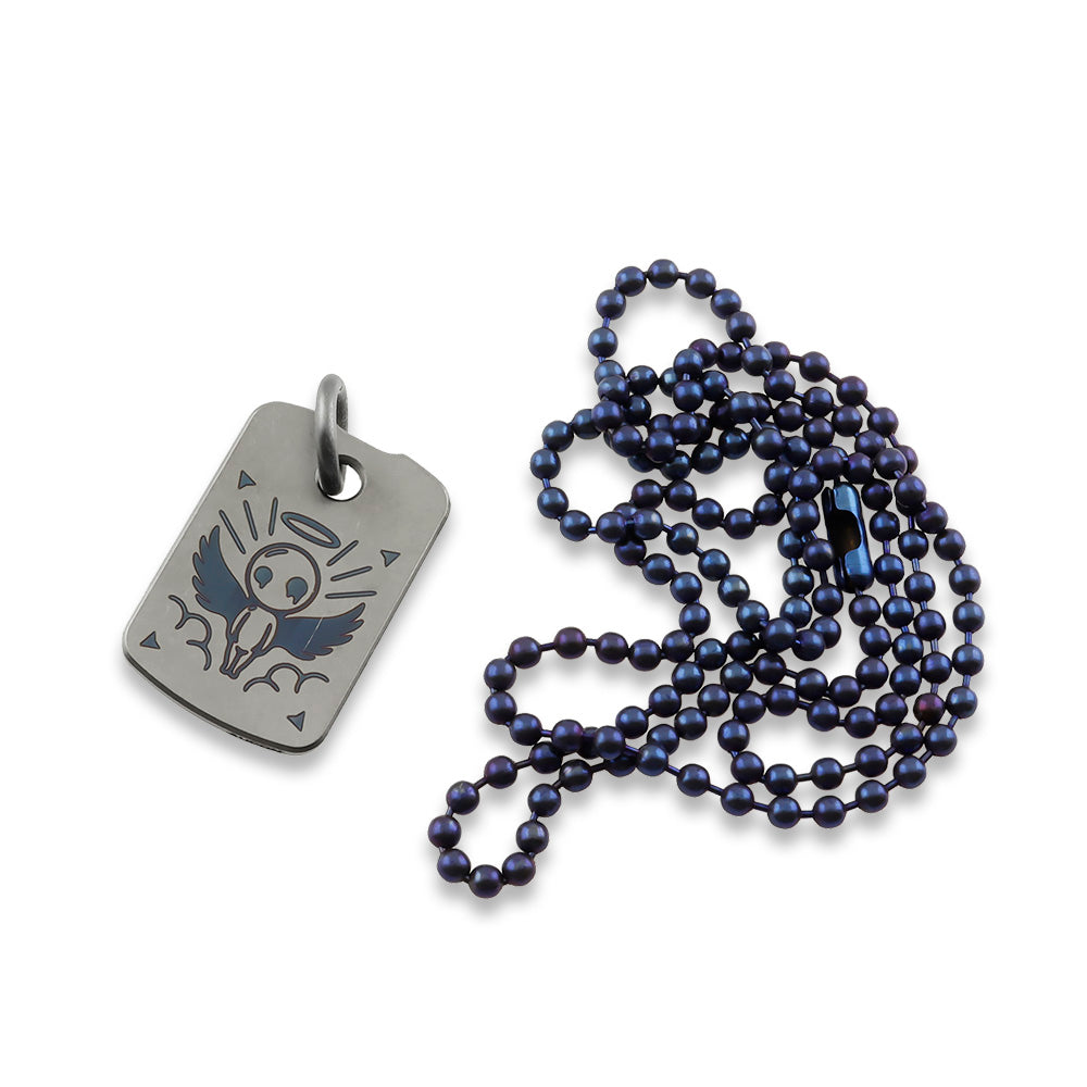 Dog Tag Pendant - Titanium S/W - Angel (One Side)