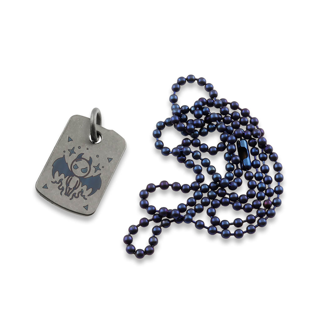 Dog Tag Pendant - Titanium S/W - Demon (One Side)