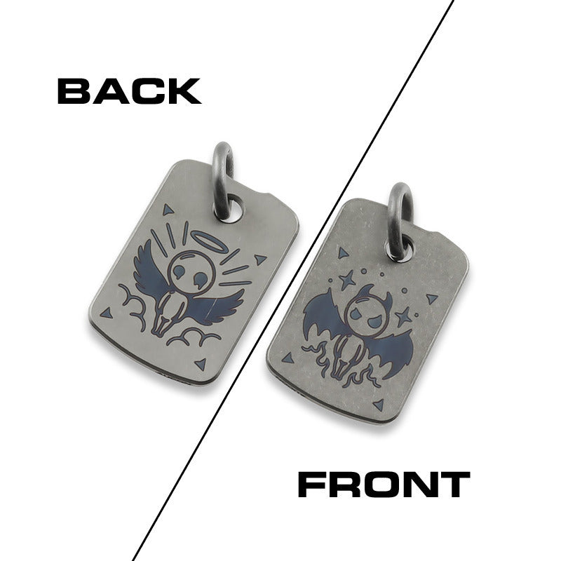 Dog Tag Pendant - Titanium S/W - Angel & Demon (Two Sides)