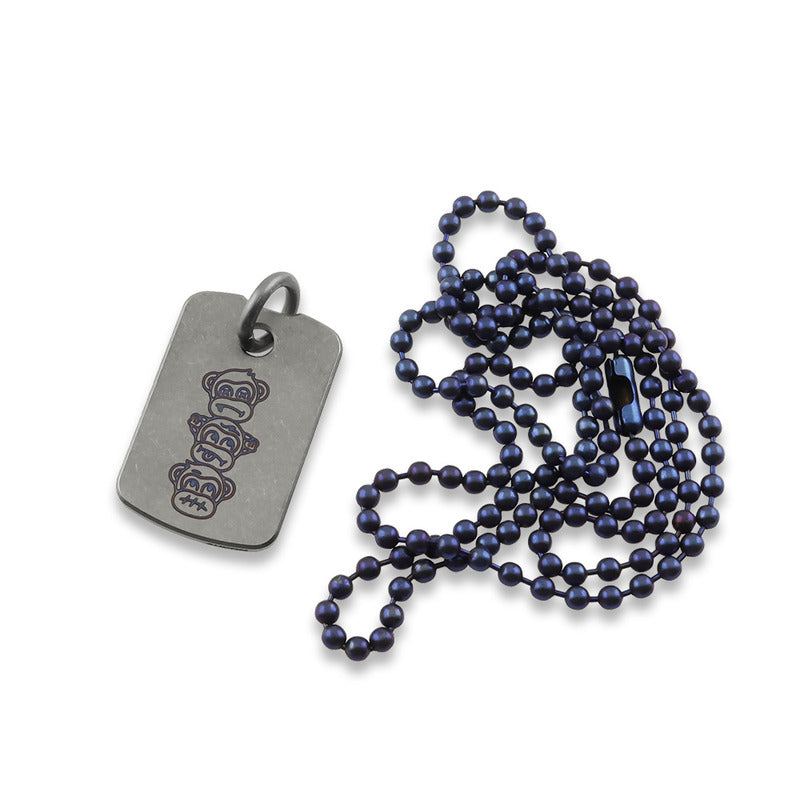 Dog Tag Pendant - Titanium S/W - Monkeys