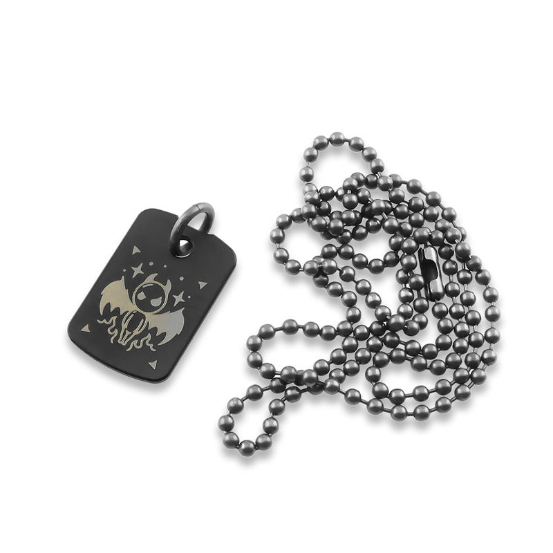 Dog Tag Pendant - Titanium PVD - Demon (One Side)