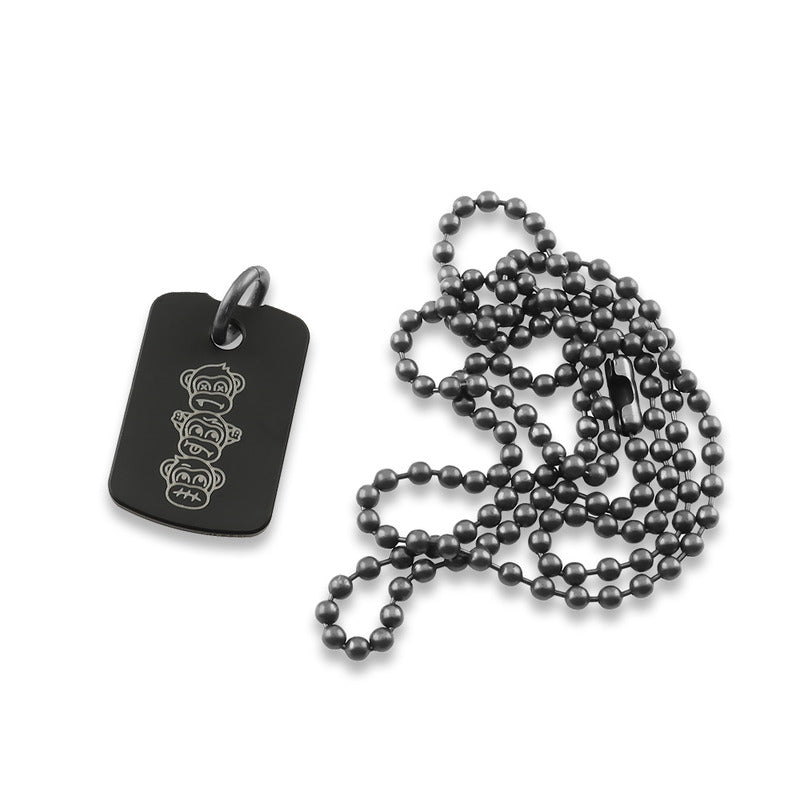 Dog Tag Pendant - Titanium PVD - Monkeys